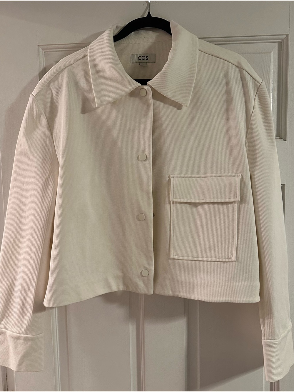 COS Women's Cream Cropped Twill Button Jacket Size EU Large/US Med or Large - Picture 4 of 12